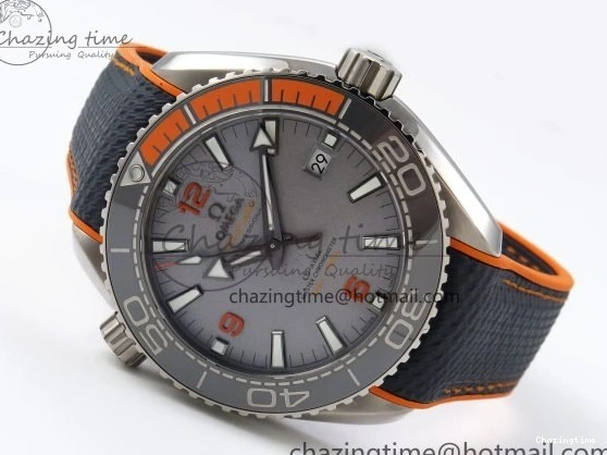 0415 Comfortable Planet Ocean 43.5mm SS VSF 1:1 Best Edition Black Orange Bezel Gray Dial on Nylon Strap A8900 Super Clone V 7730